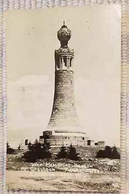 Ca 1940 RPPC War Memorial Beacon Mt. Greylock Adams MA High Point In MA • $4