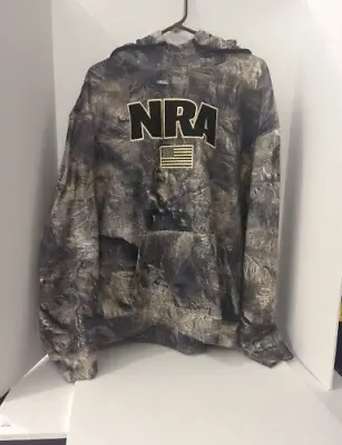 NRA CAMOUFLLAGE Flag Mossy Oak Pull Over Hoodie (L) PRE-OWNED • $39.99