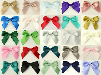 Large Satin Bows 10cm Wide Self Adhesive Pre Tied 38mm Ribbon Hair