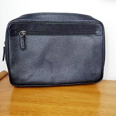 Gucci Black Vintage 1970's Pebbled Leather Toiletry Bag Clutch Cosmetics Zipper • $75