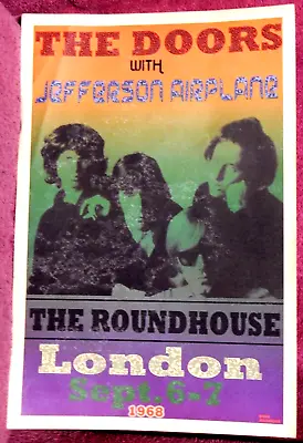 Concert Poster The Doors With Jefferson Airplane The Roundhous London 1968 REPOP • $9.99