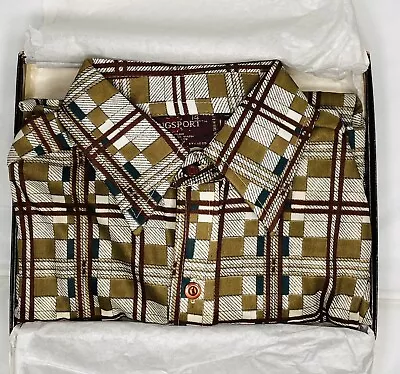 Vintage 60s 70s Disco Shirt Men’s Small-14 Polyester Nik KINGSPORT Stretchy NEW • $35