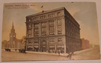 Masonic Temple Portland Maine ME Chairman Building Committee Postcard 1911 • $7