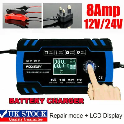 Smart Battery Charger For Car Van Caravan Motorhome Boat Motorbike 12V 8Amp AGM • £28.99