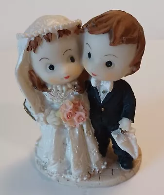 Vintage Small Resin Bride & Groom Wedding Couple Cake Topper Or Decoration • $10