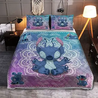 Yoga Stitch Mandala Pattern Lilo And Stitch Movie Fans Quilt Bed Set • $76.50