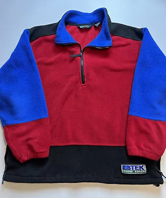 Vintage EBTEK Eddie Bauer Colorblock Fleece Jacket Pullover Sz Large 1/4 Zip USA • $44.95