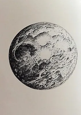 Full Moon Pencil And Charcoal Drawing  Print Of Original Art Wall Art • £4.99