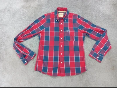 £10 • Buy HOLLISTER XL Mens Shirt Blue Red Check Cotton Adult Size Extra Large