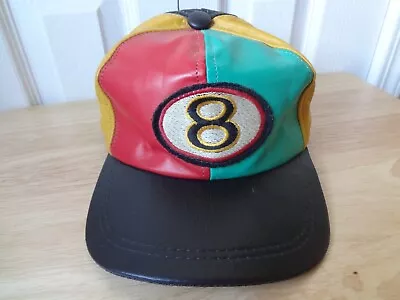 Vintage Leather 8 Ball Snapback Cap Hat Made In USA 80s 90s Hip-Hop • $79.99