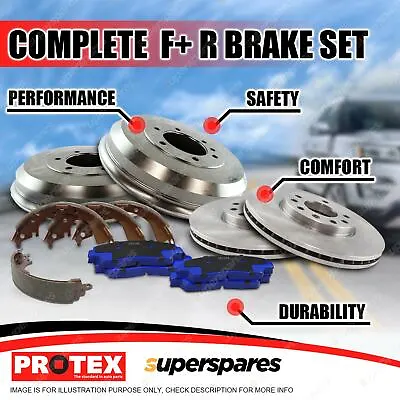 $406.97 • Buy Front Rear Protex Disc Brake Rotors Pads Drums Shoes For Holden Rodeo RA 4x2 4x4