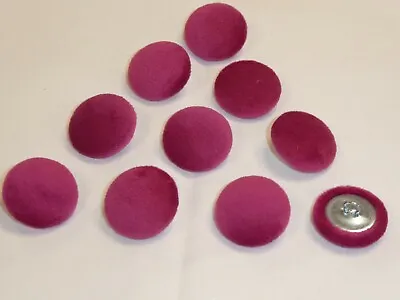 10 X Upholstery Buttons In FUCHSIA PINK - Plush Velvet (Size: 25mm) • £4.95