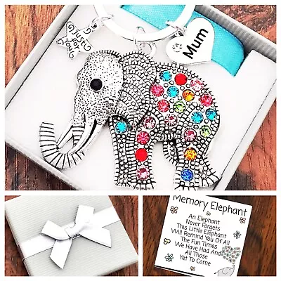 MEMORY ELEPHANT Keyring Mum Friend Daughter Nana BIRTHDAY GIFTS FOR HER • £4.95