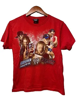 Vintage WWE Raw Vs Smackdown Wrestling 2006 T Shirt Size Medium Red Triple H • £26.99