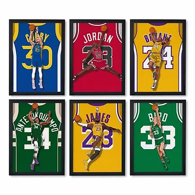 Basketball Poster | Choose: Jordan Curry LeBron Giannis Nba Shaq & More... • £69.95