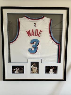 $900 • Buy Dwayne Wade Signed Framed Jersey White Miami Vice Beckett Certified