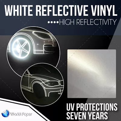 Reflective WHITE Sign Vinyl Adhesive Safety Plotter Cutter  12  X 10 Feet • $18.99