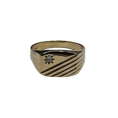 9ct 9k Yellow Gold Mens Diamond Signet Ring. Size W1/2. Brand New • $800