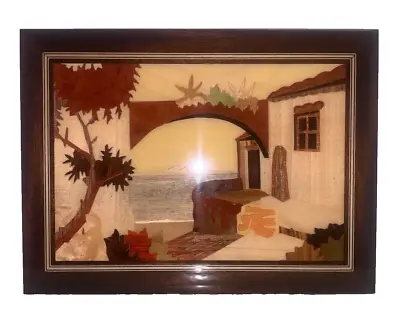 Inlay Wood Marquetry Neapolitan Terrace View Sorrento Hanging Wall Picture • $15