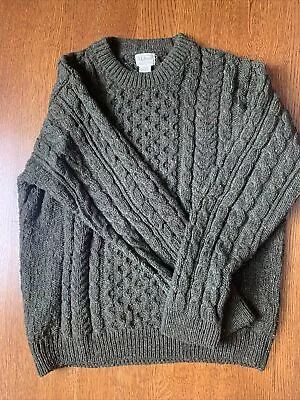 LL Bean Mens Fishermen Cable Knit Wool Sweater Large • $40