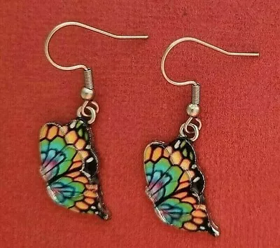 Butterfly Wing Earrings Drop Dangle Purple Pink Insect Gift Tropical Life • $9.95