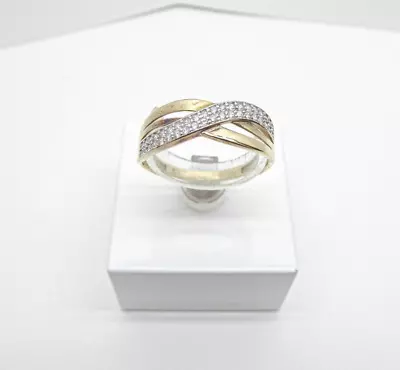 9ct Gold Ring CZ Eternity Yellow Gold Hallmarked Size P With Gift Box • £65