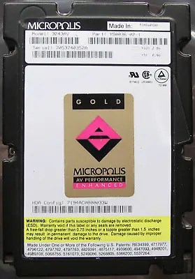 £10 • Buy Micropolis 3243AV 4GB (?) Apple Mac Macintosh SCSI 50pin Vintage Hard Drive