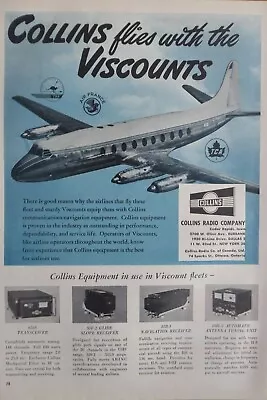 7/1954 Pub Collins Radio Receiver Transmitter Tca Taa Vickers Viscount Ad • $10.65