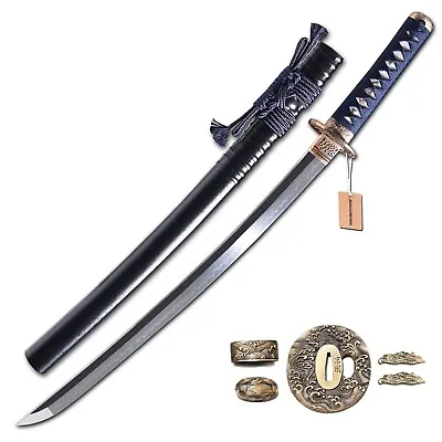 MURASAME Wakizashi Sword Clay Tempered T10 Steel Real Hamon Handmade Very Sharp • $199.99