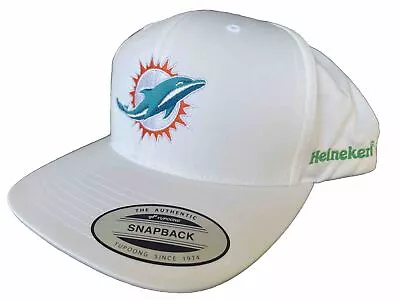 Miami Dolphins NFL White Logo Embroidered Heineken Promo Baseball Cap Hat RARE! • $40