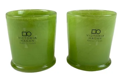VICTORIA HAGAN Opal Glass Votive Candle Holders Spring Green Set Of 2 NEW • $23.70