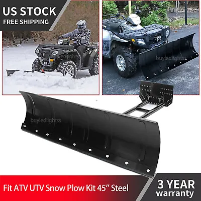 Fit ATV UTV Truck Pickup Snow Plow Adjustable 45  Steel Push Blade Universal  • $369.99