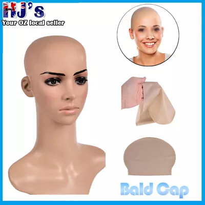 Unisex Rubber Bald Skin Head Fancy Funny Skinhead Dress Costume Latex Wig Cap AU • $6.98