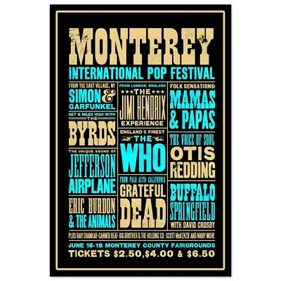 Monterey Pop Festival Concert Poster Art Print 1967 • $29.99