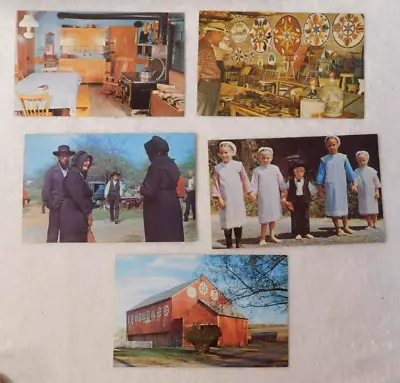 6 Vintage Postcards-PENNSYLVANIA DUTCH COUNTRY-Amish-Hex Signs-Barn-people • $4.99