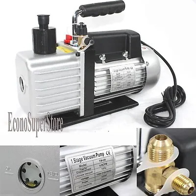 Single Stage Gas HVAC AC 5 CFM 1/3HP Rotary Vane Vacuum Pump R134a R22 R410a • $109.99