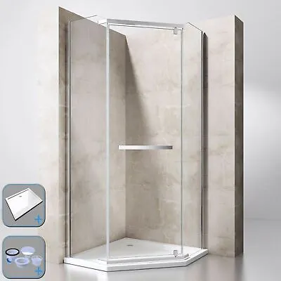£259.90 • Buy Bathroom Shower Enclosure Pivot Hinged Door Pentagonal 8mm Safety Clear Glass