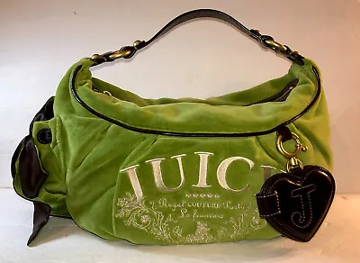VTG RARE! New Juicy Couture Green Brown Velour Shoulder Handbag Purse Y2K Bow • $380