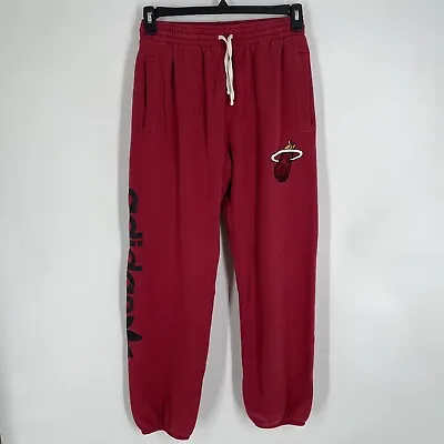 Adidas Mens Red Vintage Miami Heat NBA Basketball Sweatpants Size M • $29.99