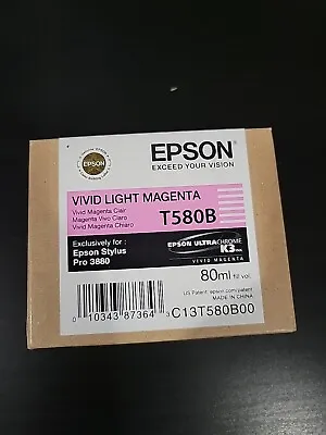 RARE! Exp.2018 NEW Sealed Genuine Epson T580B Vivid Light Magenta Ink Pro 3880 • $64.95