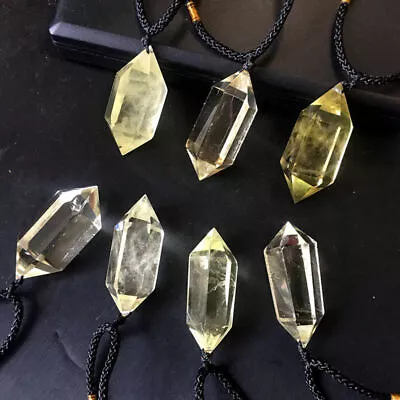 1Pc AAA Natural Clear Citrine Quartz Crystal Point Pendant Healing Wand Necklace • $4.36