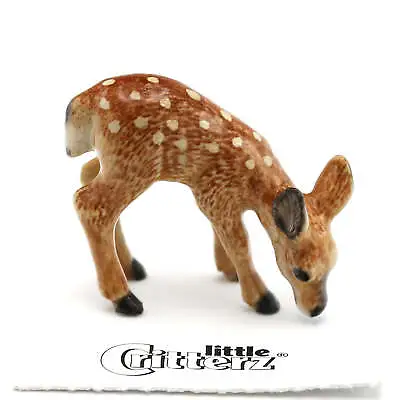 Little Critterz Brown - Deer Fawn  Ophrah  Animal - Miniature Porcelain Figurine • $12.99