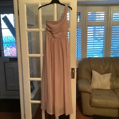 £23 • Buy NWTs Eva & Lola Paris Pink Asymmetrical Shoulder Maxi Bridesmaid Dress Sz 8, 10