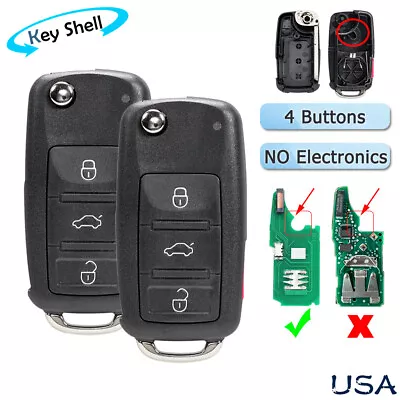 2 For Volkswagen 4 Button Remote Flip Key Fob Case Shell NBG010206T 5K0837202AK • $14.99