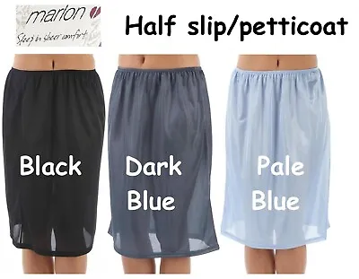 LADIES Half Slip Waist Petticoat Size 12 14 16 18 20 22 24 26 Black 24  Length • £5.89