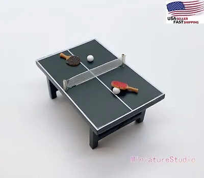 Dollhouse Miniature Ping-Pong Tennis Table Sports Mini Photo Props Garden Decor • $9.52