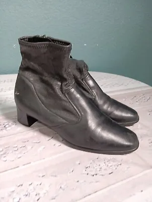 Munro American Shoes Ankle Boots Booties Black Leather Shock Absorb Womens Sz 9M • $28.88