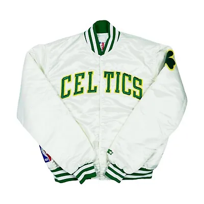 $350 • Buy Vtg Rare NBA Boston Celtics White Starter Satin Bomber Jacket Mens Size Large