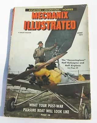 Mechanix Illustrated June 1943 Convertaplane Good Grade WWII 1940s Aviation • $7.49