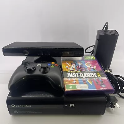 Xbox 360 E Slim Console With Controller Kinect Just Dance 2014 Game & Psu • $150